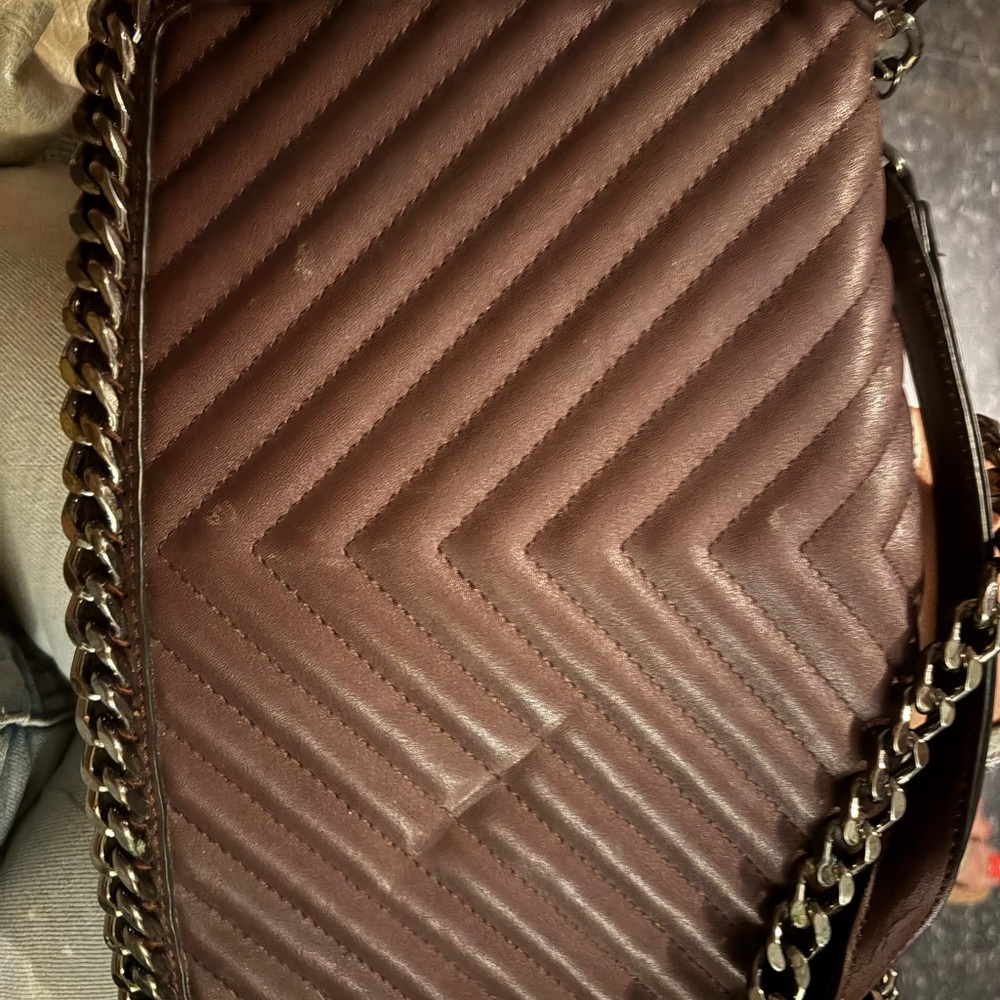 Elegant Brown Quilted Chain Shoulder Bag